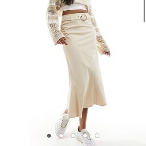 Reclaimed Vintage linen maxi skirt with y2k belt